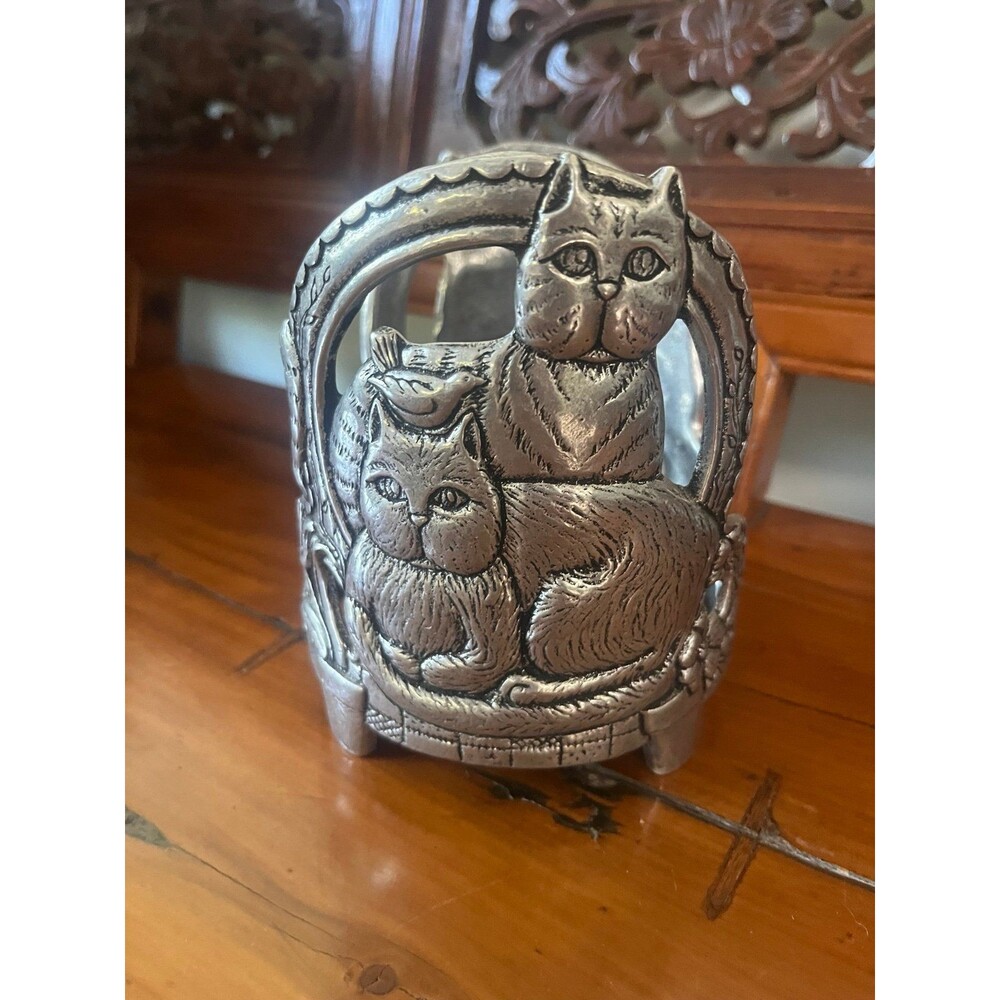Carson Pewter Cats Candle Holder